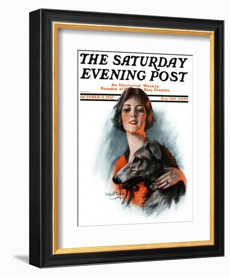 "Woman and Wolfhound," Saturday Evening Post Cover, October 17, 1925-William Haskell Coffin-Framed Giclee Print