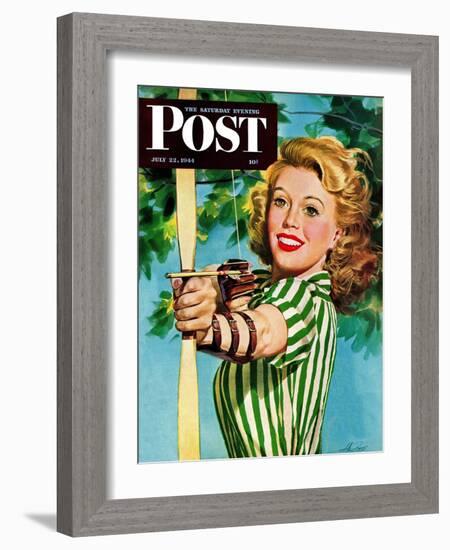 "Woman Archer," Saturday Evening Post Cover, July 22, 1944-Alex Ross-Framed Giclee Print