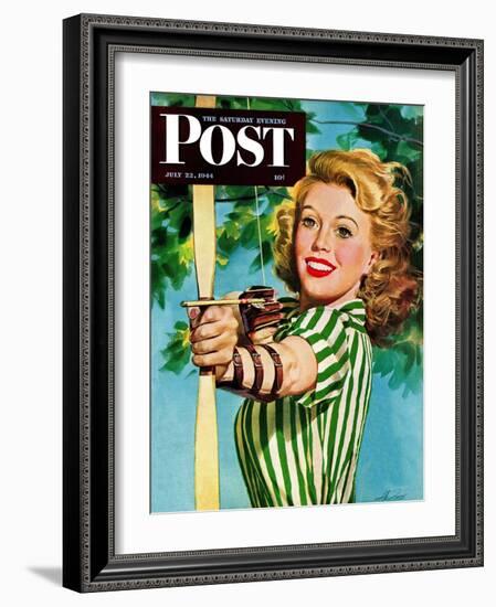 "Woman Archer," Saturday Evening Post Cover, July 22, 1944-Alex Ross-Framed Giclee Print