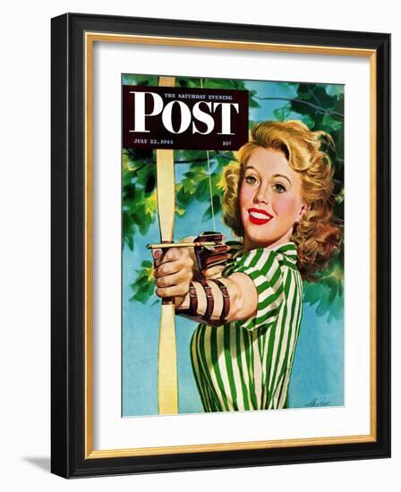 "Woman Archer," Saturday Evening Post Cover, July 22, 1944-Alex Ross-Framed Giclee Print