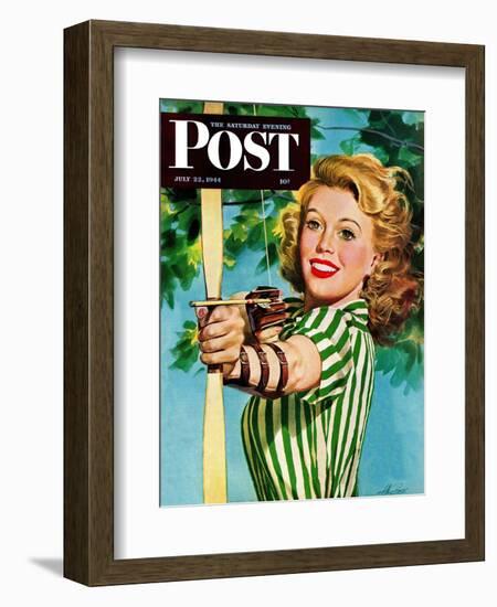 "Woman Archer," Saturday Evening Post Cover, July 22, 1944-Alex Ross-Framed Giclee Print