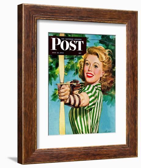 "Woman Archer," Saturday Evening Post Cover, July 22, 1944-Alex Ross-Framed Giclee Print