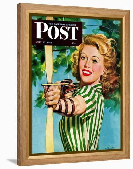 "Woman Archer," Saturday Evening Post Cover, July 22, 1944-Alex Ross-Framed Premier Image Canvas