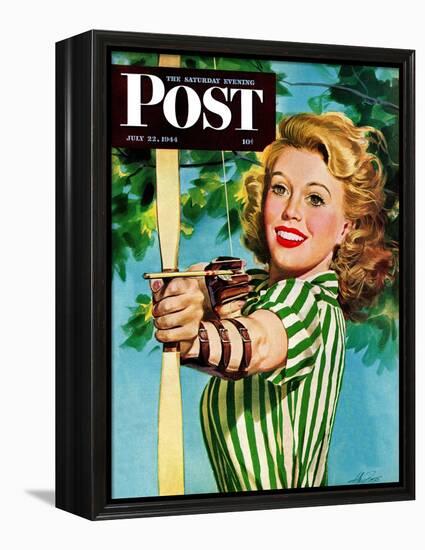 "Woman Archer," Saturday Evening Post Cover, July 22, 1944-Alex Ross-Framed Premier Image Canvas
