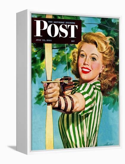 "Woman Archer," Saturday Evening Post Cover, July 22, 1944-Alex Ross-Framed Premier Image Canvas