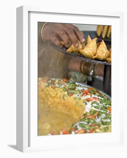 Woman Arranging Freshly Cooked Samosas, Market, Darjeeling, West Bengal, India-Jane Sweeney-Framed Photographic Print