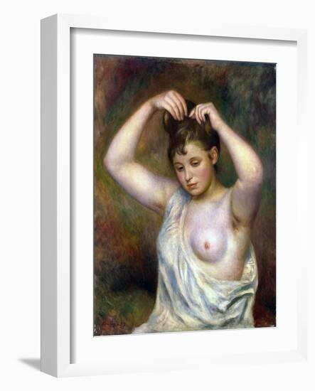 Woman Arranging Her Hair, 1887-Pierre-Auguste Renoir-Framed Giclee Print