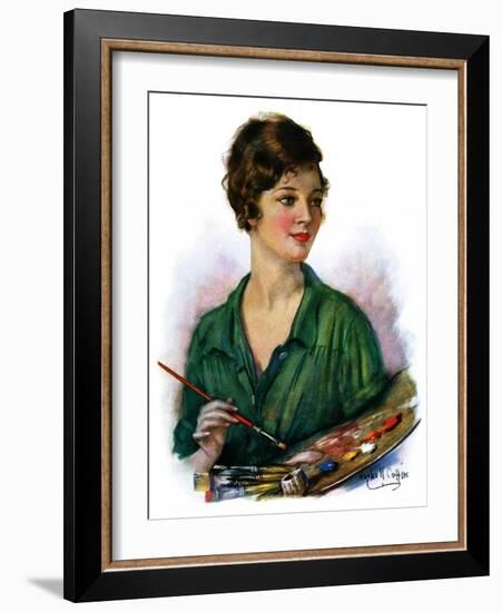 "Woman Artist and Her Palette,"April 28, 1928-William Haskell Coffin-Framed Giclee Print