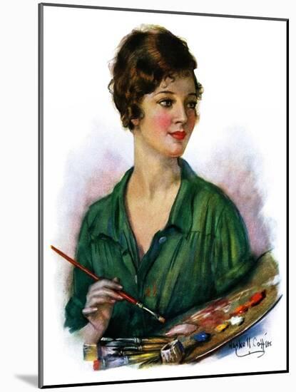 "Woman Artist and Her Palette,"April 28, 1928-William Haskell Coffin-Mounted Giclee Print