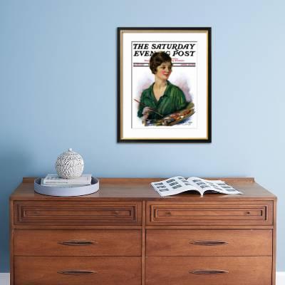 1928 Lovely woman artist holds palette Saturday Evening Post Cover by HASKELL COFFIN great graphics frameable magazine art original print