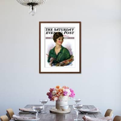 1928 Lovely woman artist holds palette Saturday Evening Post Cover by HASKELL COFFIN great graphics frameable magazine art original print