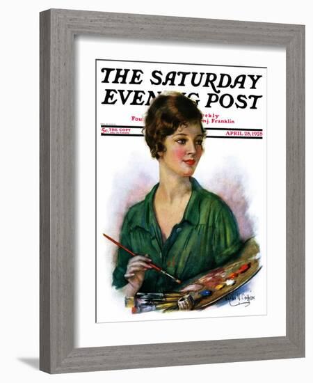 "Woman Artist and Her Palette," Saturday Evening Post Cover, April 28, 1928-William Haskell Coffin-Framed Giclee Print