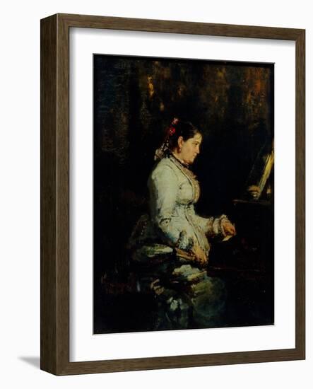 Woman at a Grand Piano, 1880-Ilya Yefimovich Repin-Framed Giclee Print