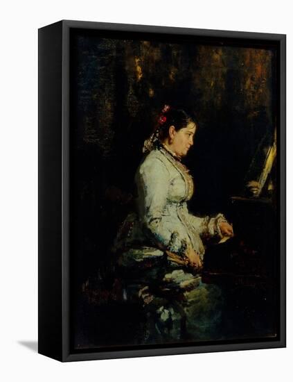 Woman at a Grand Piano, 1880-Ilya Yefimovich Repin-Framed Premier Image Canvas