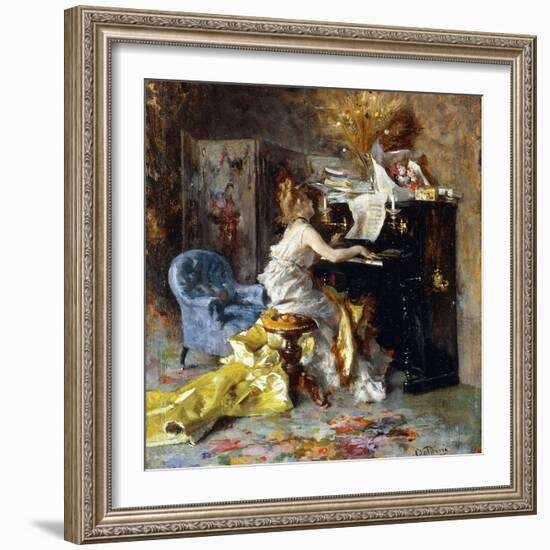 Woman at a Piano-Giovanni Boldini-Framed Giclee Print