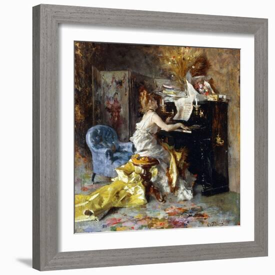 Woman at a Piano-Giovanni Boldini-Framed Giclee Print