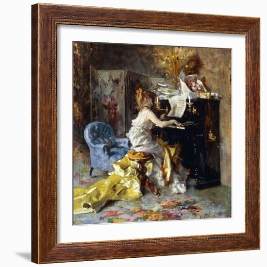 Woman at a Piano-Giovanni Boldini-Framed Giclee Print