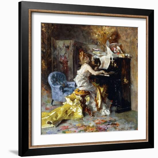 Woman at a Piano-Giovanni Boldini-Framed Giclee Print