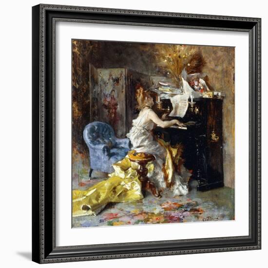 Woman at a Piano-Giovanni Boldini-Framed Giclee Print