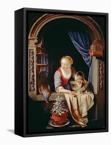 Woman at a Window, 1663-Gerrit or Gerard Dou-Framed Premier Image Canvas