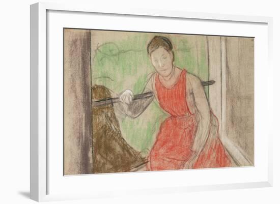 Woman at a Window-Edgar Degas-Framed Giclee Print