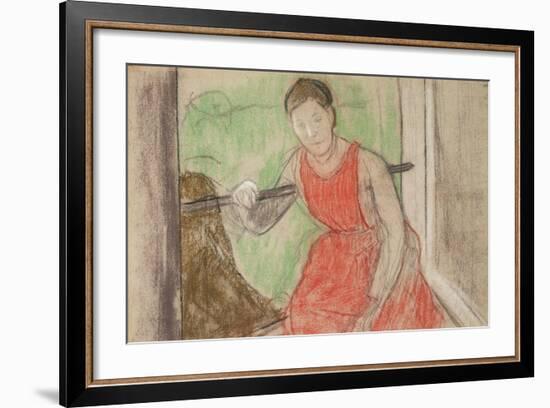 Woman at a Window-Edgar Degas-Framed Giclee Print