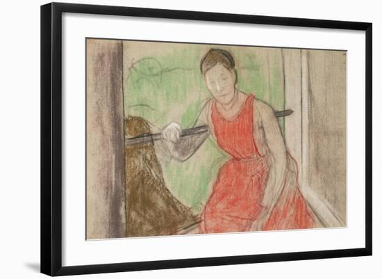 Woman at a Window-Edgar Degas-Framed Giclee Print