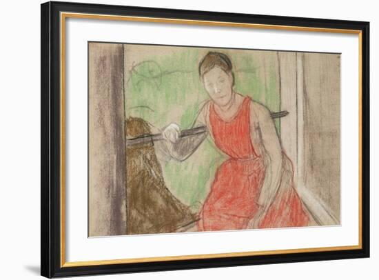 Woman at a Window-Edgar Degas-Framed Giclee Print