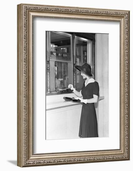 Woman at Bank Teller Window-Philip Gendreau-Framed Photographic Print