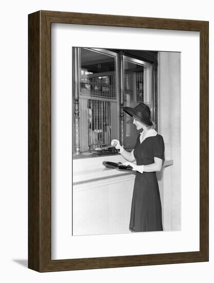 Woman at Bank Teller Window-Philip Gendreau-Framed Photographic Print