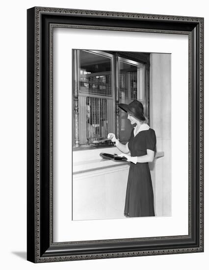 Woman at Bank Teller Window-Philip Gendreau-Framed Photographic Print