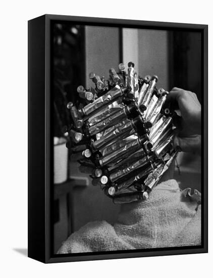 Woman at Beauty Salon in curlers and tinfoil for permanent waves hairstyle in late 30's and 40's-Alfred Eisenstaedt-Framed Premier Image Canvas