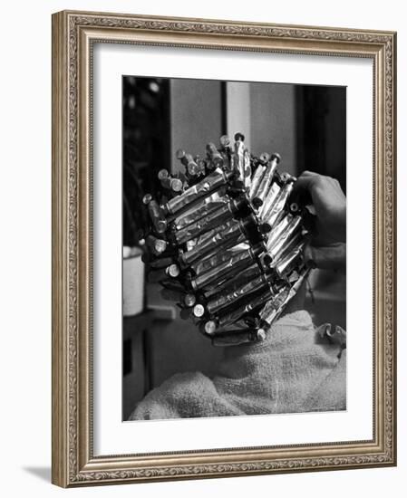 Woman at Beauty Salon in curlers and tinfoil for permanent waves hairstyle in late 30's and 40's-Alfred Eisenstaedt-Framed Photographic Print