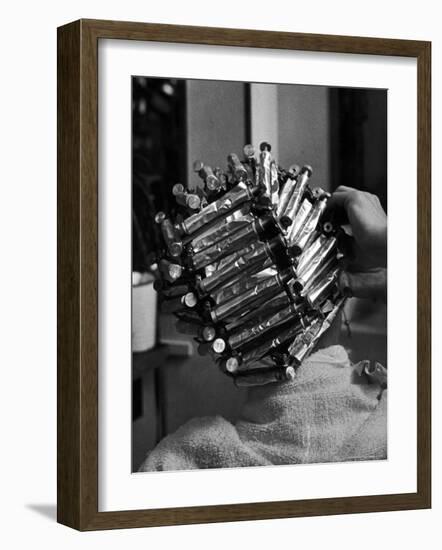 Woman at Beauty Salon in curlers and tinfoil for permanent waves hairstyle in late 30's and 40's-Alfred Eisenstaedt-Framed Photographic Print