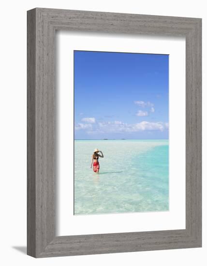 Woman at Blue Lagoon, Fakarava, Tuamotu Islands, French Polynesia (Mr)-Ian Trower-Framed Photographic Print