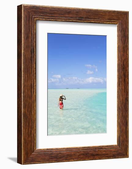 Woman at Blue Lagoon, Fakarava, Tuamotu Islands, French Polynesia (Mr)-Ian Trower-Framed Photographic Print