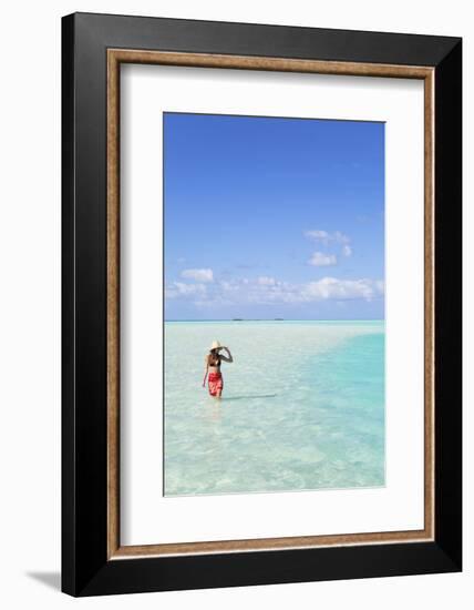 Woman at Blue Lagoon, Fakarava, Tuamotu Islands, French Polynesia (Mr)-Ian Trower-Framed Photographic Print