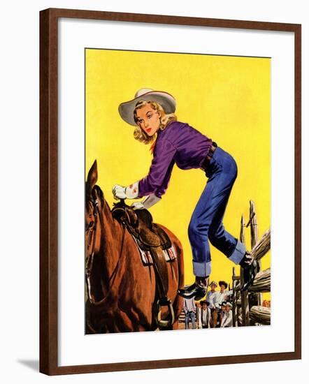 "Woman at Dude Rance," June 20, 1942-Fred Ludekens-Framed Giclee Print