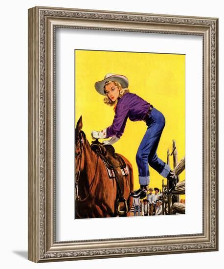 "Woman at Dude Rance," June 20, 1942-Fred Ludekens-Framed Giclee Print