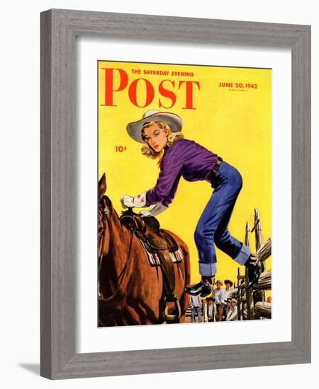 "Woman at Dude Rance," Saturday Evening Post Cover, June 20, 1942-Fred Ludekens-Framed Giclee Print