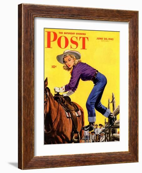 "Woman at Dude Rance," Saturday Evening Post Cover, June 20, 1942-Fred Ludekens-Framed Giclee Print