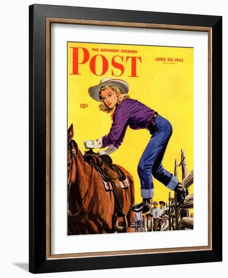 "Woman at Dude Rance," Saturday Evening Post Cover, June 20, 1942-Fred Ludekens-Framed Giclee Print