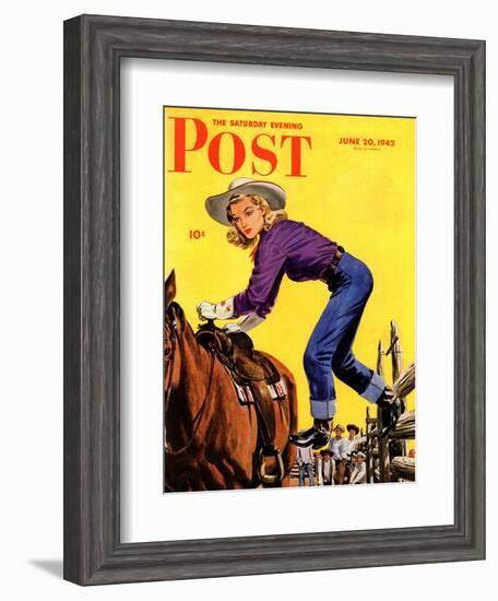 "Woman at Dude Rance," Saturday Evening Post Cover, June 20, 1942-Fred Ludekens-Framed Giclee Print