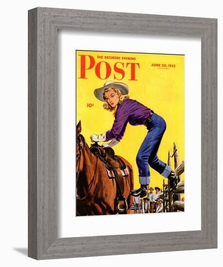 "Woman at Dude Rance," Saturday Evening Post Cover, June 20, 1942-Fred Ludekens-Framed Giclee Print