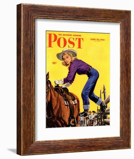 "Woman at Dude Rance," Saturday Evening Post Cover, June 20, 1942-Fred Ludekens-Framed Giclee Print