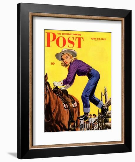 "Woman at Dude Rance," Saturday Evening Post Cover, June 20, 1942-Fred Ludekens-Framed Giclee Print