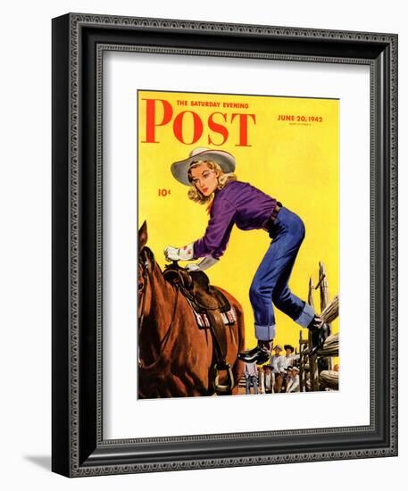 "Woman at Dude Rance," Saturday Evening Post Cover, June 20, 1942-Fred Ludekens-Framed Giclee Print