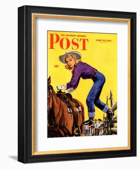 "Woman at Dude Rance," Saturday Evening Post Cover, June 20, 1942-Fred Ludekens-Framed Giclee Print