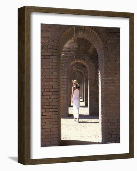 Woman at Fort Jefferson, Garden Key, Dry Tortugas, Florida, USA-Greg Johnston-Framed Photographic Print