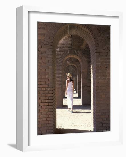 Woman at Fort Jefferson, Garden Key, Dry Tortugas, Florida, USA-Greg Johnston-Framed Photographic Print